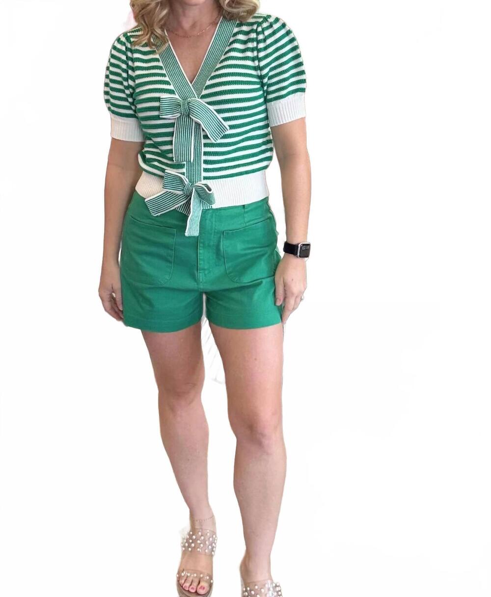 NEW ENTRO front pocket shorts in green